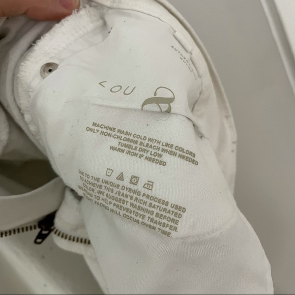 Lou & Grey Slouchy Skinny Off-White Denim Jeans with Black Splatter Paint Design - Picture 7 of 9